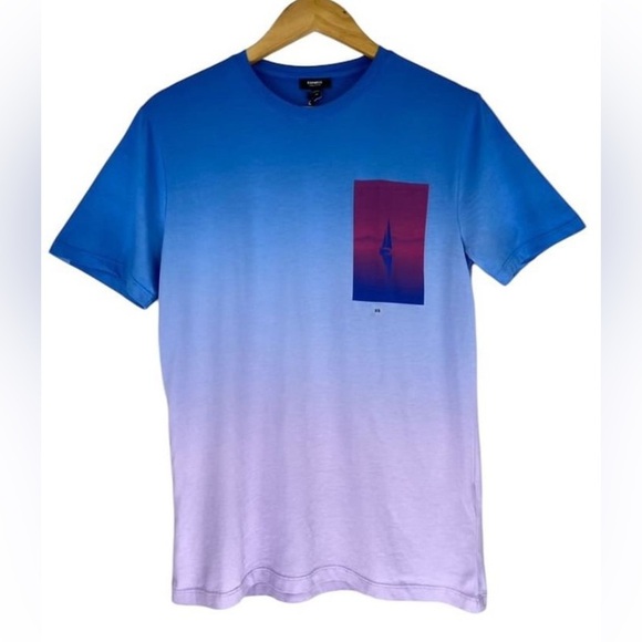 Express Dip Dye Sailing Graphic Perfect Pima Cotton T-Shirt NWT - Picture 2 of 7